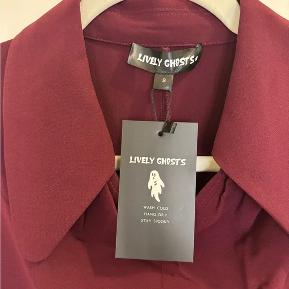 Burgundy Lively Ghosts Overlook A-Line Midi Dress - Picture 7 of 13